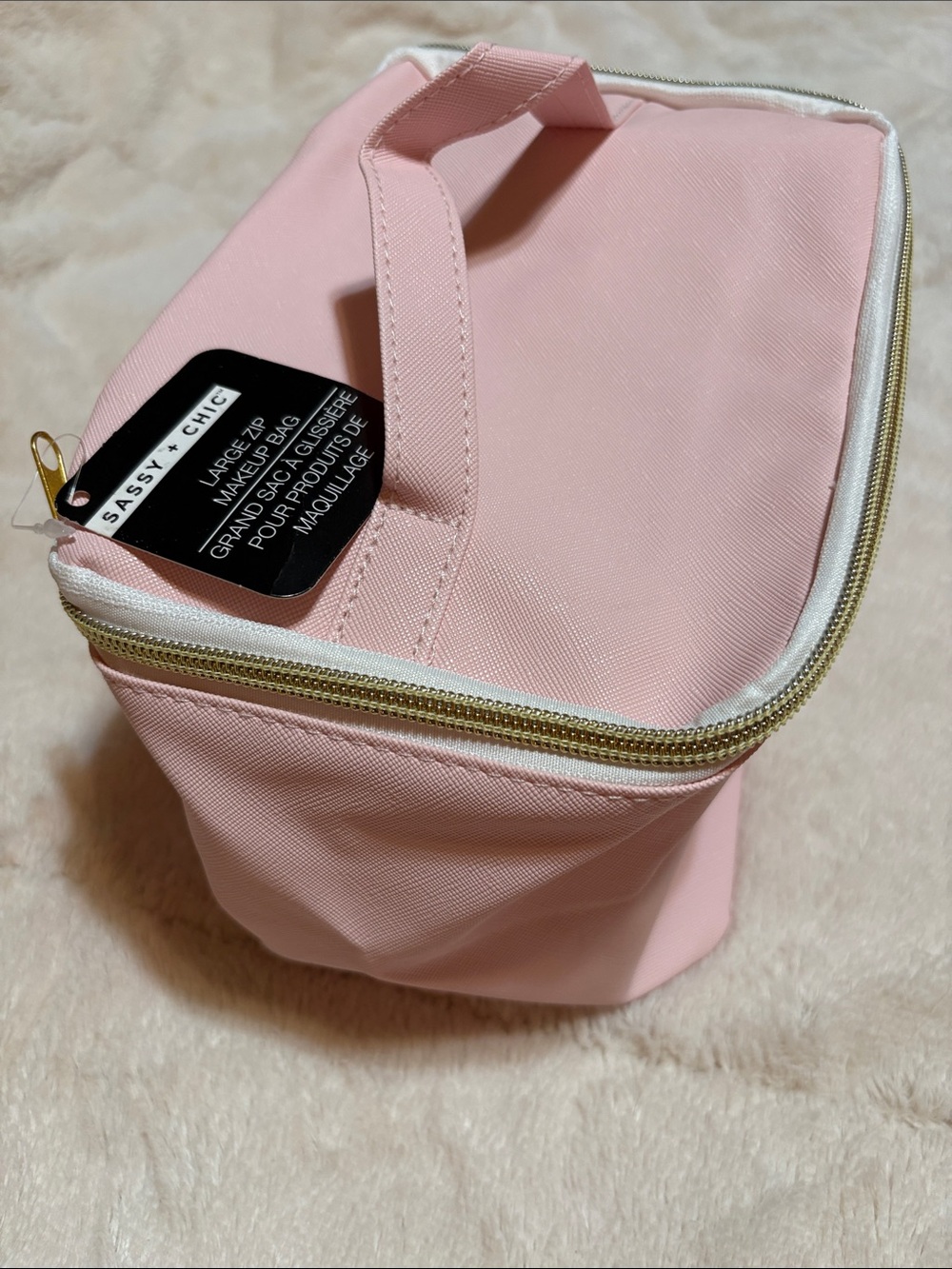 Large Pink Makeup/Carry Bag with Handle All around zip